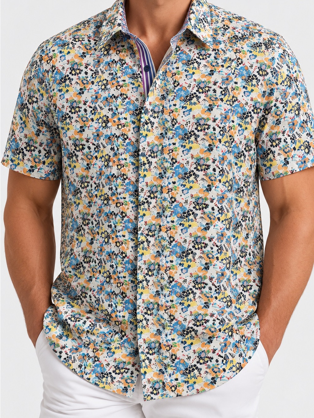 Robert Graham Men’s 2XL Multicolor Floral Short Sleeve Button Up Shirt